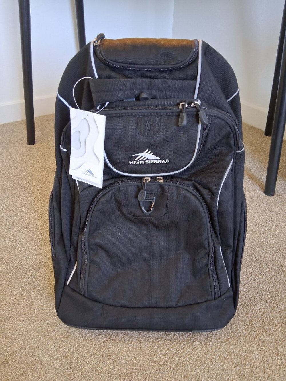 NWT - High Sierra Powerglide Wheeled Rolling Backpack Large Black - NEW - Picture 2 of 10